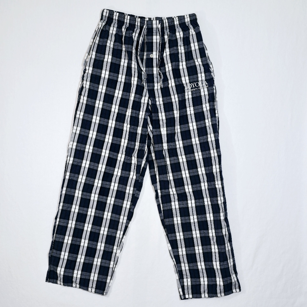 Loyola University Chicago Sleep Pants Blue Plaid Checker S Wide Leg Loungewear